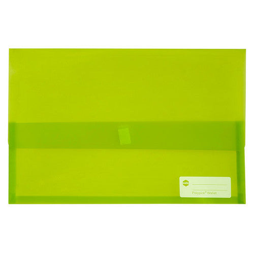 Marbig Polypick Document Wallet Foolscap Lime Pack of 12