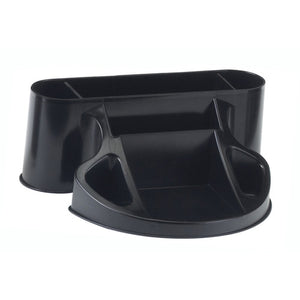 Metro 3808 data centre desk organiser in black, with tall pen sections along the back and lower open compartments curving around the front
