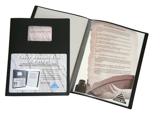 Colby 8 Pocket Resume File A4 Black