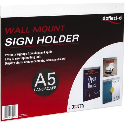 Deflecto Wall Mount Sign Holder A5 Landscape