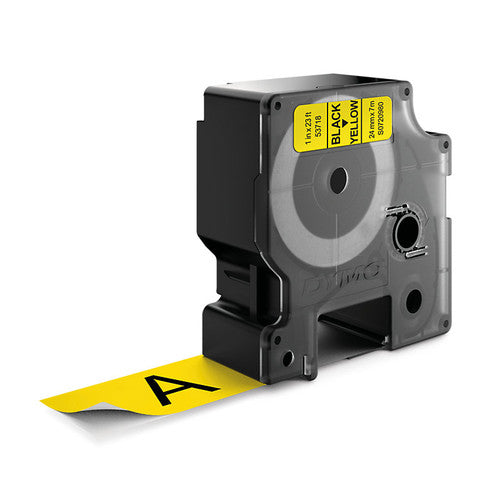 Dymo D1 Label Tape 24mm x 7m Black on Yellow