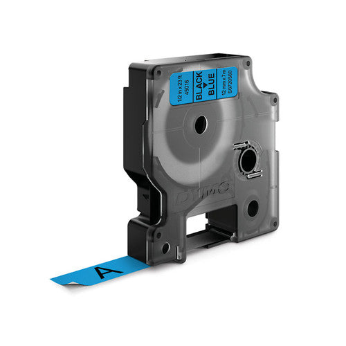 Dymo D1 Label Tape 12mm x 7m Black on Blue