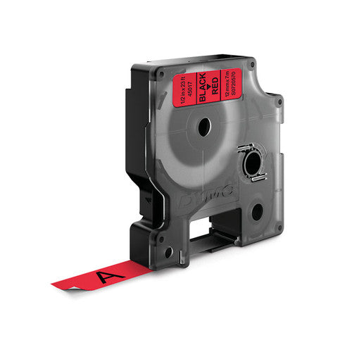 Dymo D1 Label Tape 12mm x 7m Black on Red