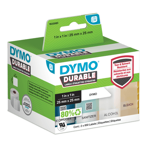 Dymo LabelWriter durable labels 25 x 25mm roll 1700 industrial strength high volume small item labelling