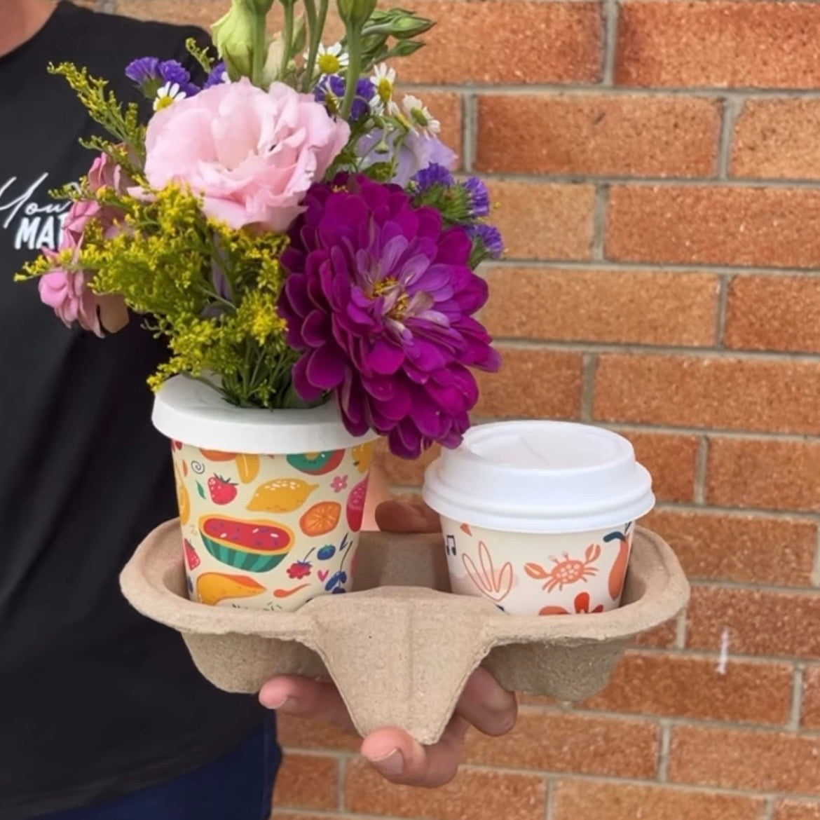 Creative Cafe Co 2-cup recycled pulp coffee cup tray carrier takeaway