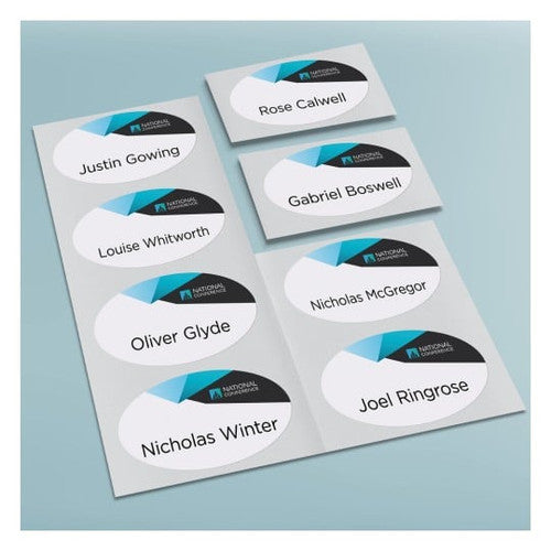 Avery Oval Print and Design Fabric Name Badge Labels Box Of 80 Labels