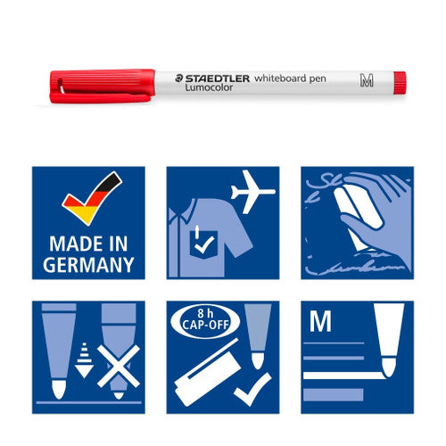 Staedtler 301 WP6 Lumocolor Whiteboard Pen Assorted Wallet of 6