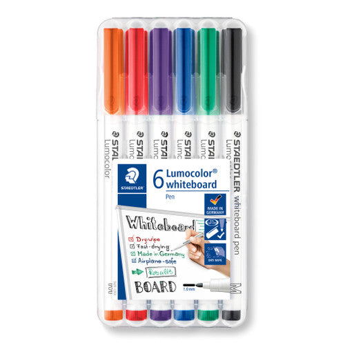 Staedtler 301 WP6 Lumocolor Whiteboard Pen Assorted Wallet of 6