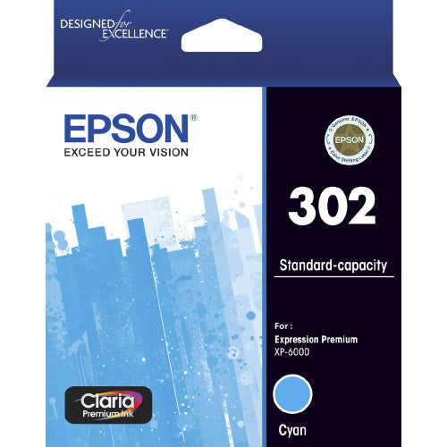 Epson C13T01W292 302 Standard Capacity Claria Premium Ink Cyan