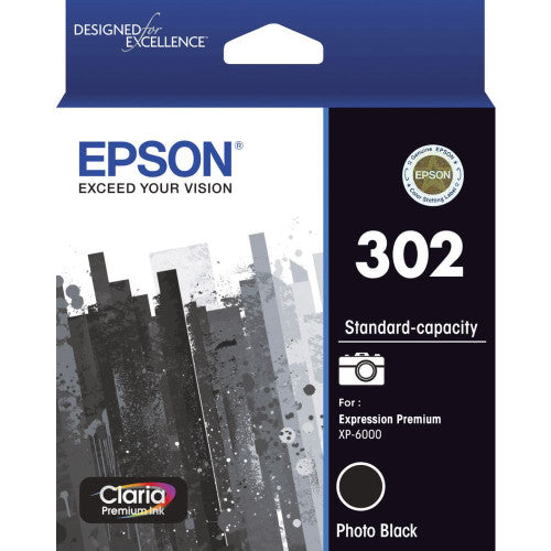 Epson C13T01W192 302 Standard Capacity Claria Premium Ink Photo Black