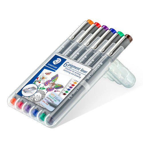 Staedtler 30803-SSB6 Pigment Liner 0.3mm Wallet of 6 Assorted Colours