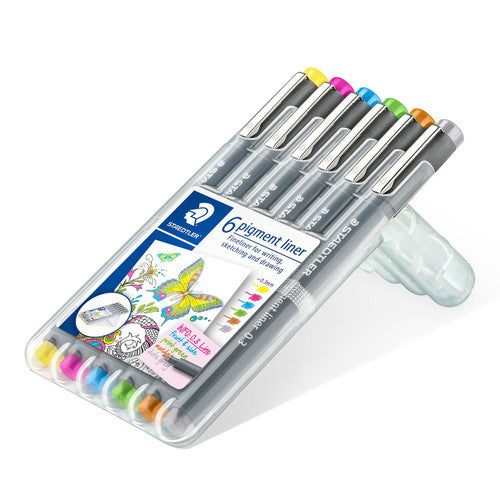 Staedtler 30803S2SB6 Pigment Liner 0.3mm Assorted Colours Wallet of 6