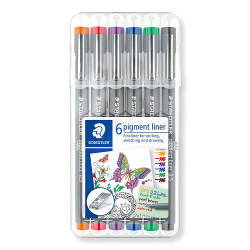 Staedtler 30805-SSB6 Pigment Liner 0.5mm Wallet of 6 Assorted Colours