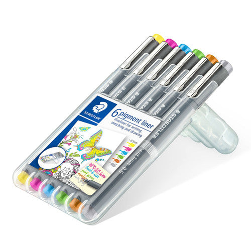 Staedtler 30805S2SB6 Pigment Liner 0.5mm Assorted Colours Wallet of 6