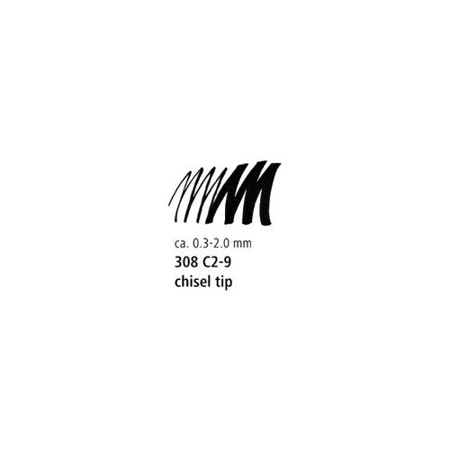 Staedtler 308 C2-9 Pigment Liner Chisel Tip 0.3–2.0mm Black Box of 10