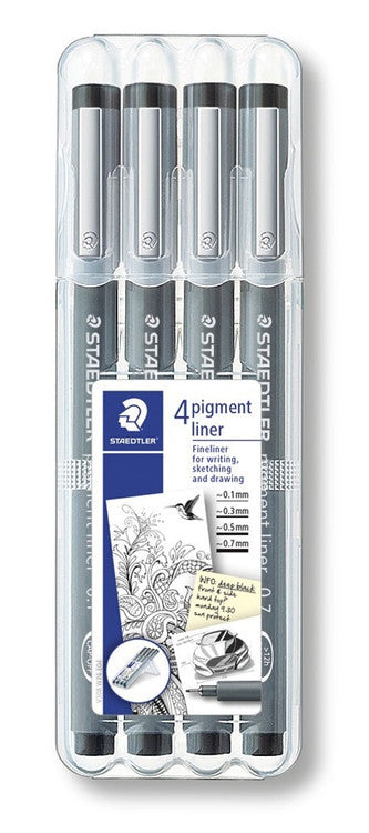 Staedtler Pigment Liner Wallet of 4 Assorted Line Width 308 WP4
