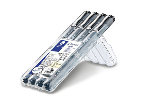 Staedtler Pigment Liner Wallet of 4 Assorted Line Width 308 WP4