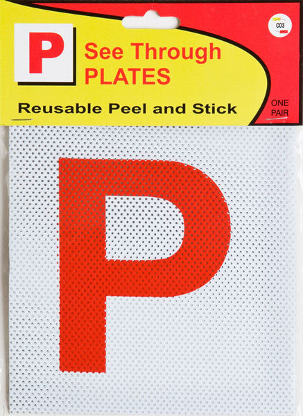 See Through Red P Plates – Reusable Peel and Stick