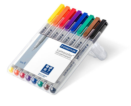 Staedtler 311 WP8 Lumocolour Non-Permanent Pen Superfine Assorted Wallet of 8