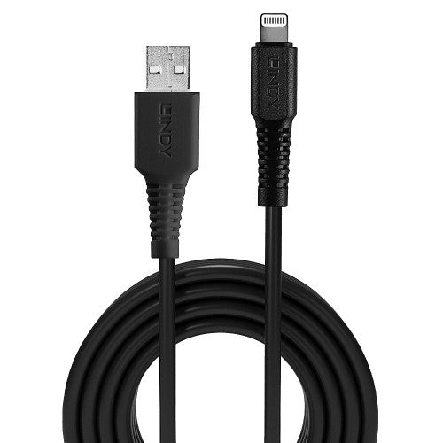 Lindy 3m USB Type A to Lightning Cable Black