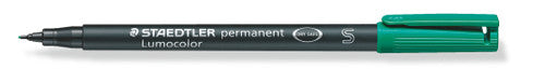 Staedtler 313-5 Lumocolor Permanent Pen Superfine Green Box of 10
