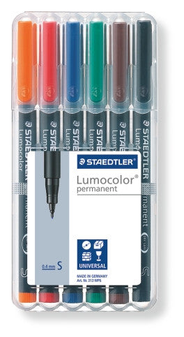 Staedtler Lumocolor Permanent Pen Superfine Assorted Wallet of 6 313 WP6