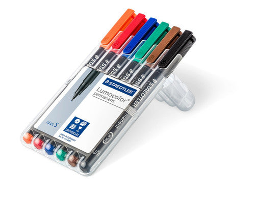Staedtler Lumocolor Permanent Pen Superfine Assorted Wallet of 6 313 WP6