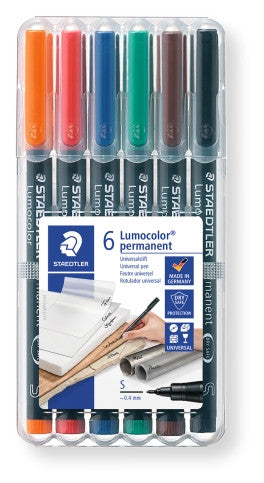Staedtler Lumocolor Permanent Pen Superfine Assorted Wallet of 6 313 WP6