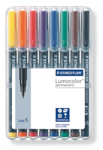 Staedtler Lumocolor Permanent Pen Superfine Assorted Wallet of 8 313 WP8