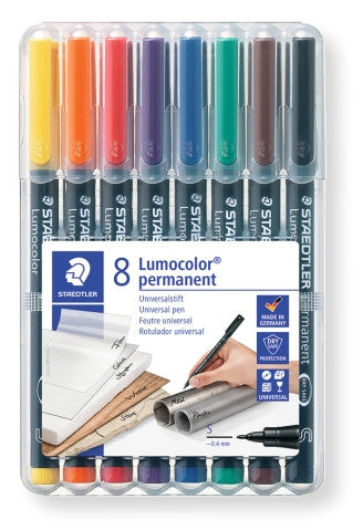 Staedtler Lumocolor Permanent Pen Superfine Assorted Wallet of 8 313 WP8