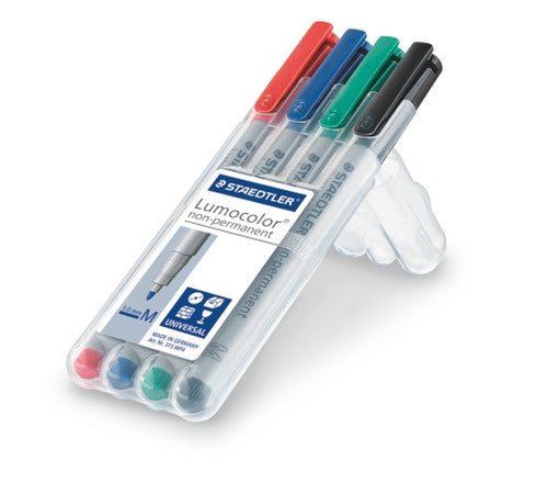Staedtler Lumocolor Non-Permanent Pen Medium Assorted Wallet of 4 315 WP4