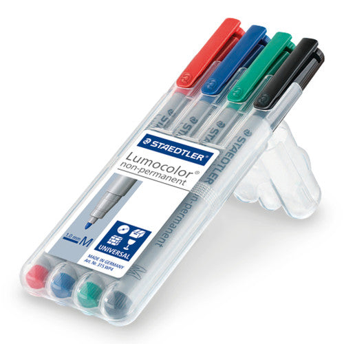 Staedtler Lumocolor Non-Permanent Pen Medium Assorted Wallet of 4 315 WP4