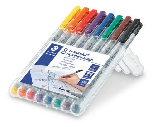 Staedtler Lumocolor Non-Permanent Medium Pen Assorted Wallet of 8 315 WP8