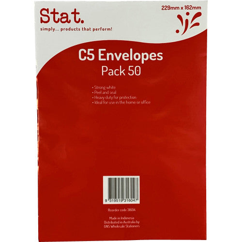C5 Strong White Envelopes Peel and Seal Pack 50