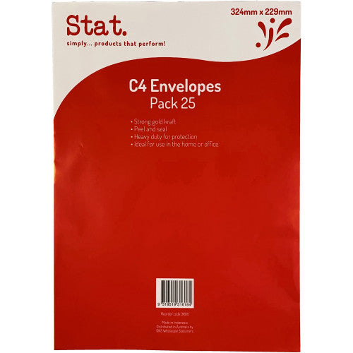 C4 Kraft Envelopes Peel and Seal Pack 25