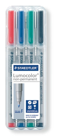Staedtler Lumocolor Non-Permanent Pen Fine Assorted Wallet of 4 316 WP4