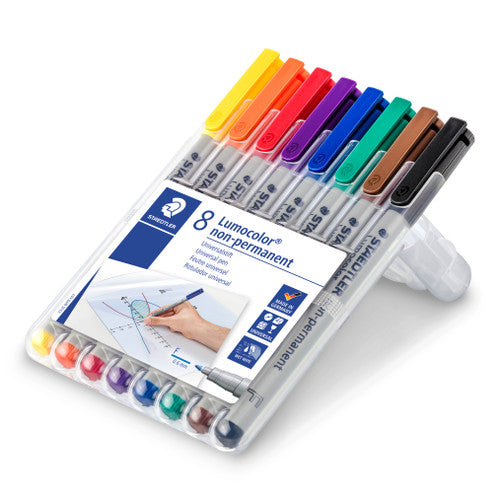 Staedtler Lumocolor Non-Permanent Pen Fine Wallet of 8 Assorted 316 WP8