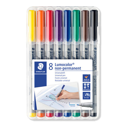 Staedtler Lumocolor Non-Permanent Pen Fine Wallet of 8 Assorted 316 WP8