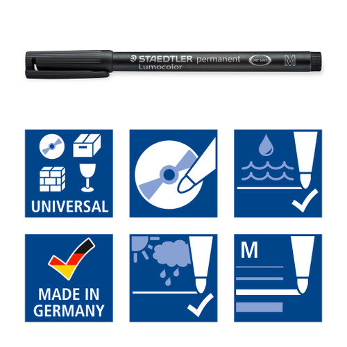 Staedtler Lumocolor Permanent Pen Medium Black Box of 10 317-9