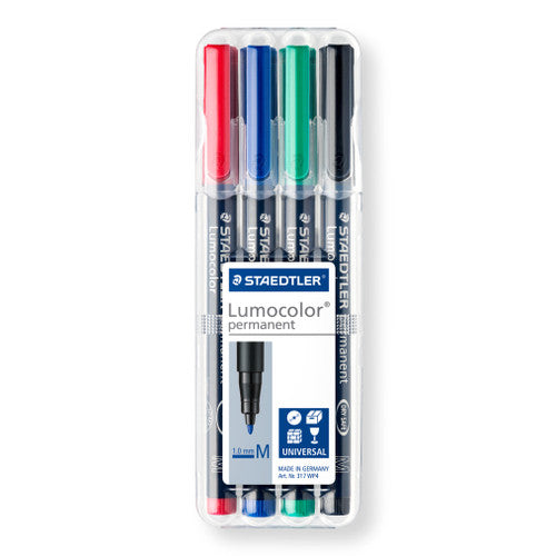 Staedtler Lumocolor Permanent Pen Medium Assorted Wallet of 4 317 WP4