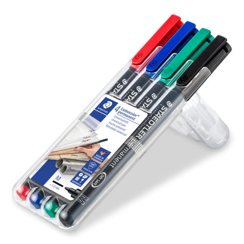 Staedtler Lumocolor Permanent Pen Medium Assorted Wallet of 4 317 WP4