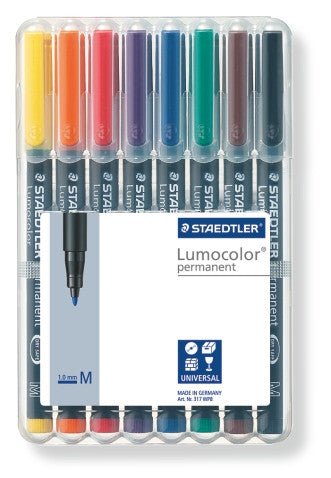 Staedtler Lumocolor Permanent Pen Medium Assorted Wallet of 8 317 WP8