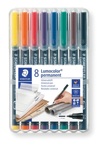 Staedtler Lumocolor Permanent Pen Medium Assorted Wallet of 8 317 WP8