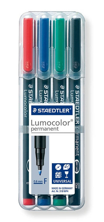 Staedtler Lumocolor Permanent Pen Fine Assorted Wallet of 4 318 WP4