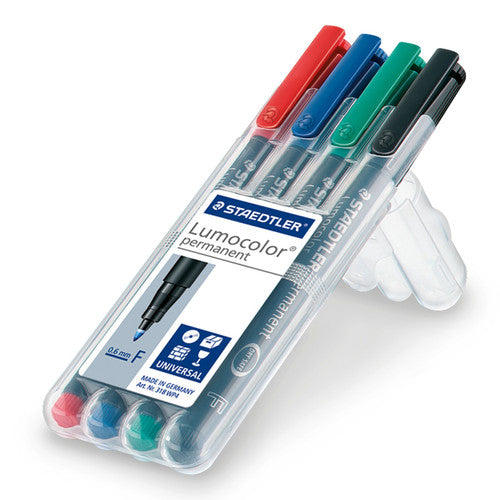 Staedtler Lumocolor Permanent Pen Fine Assorted Wallet of 4 318 WP4