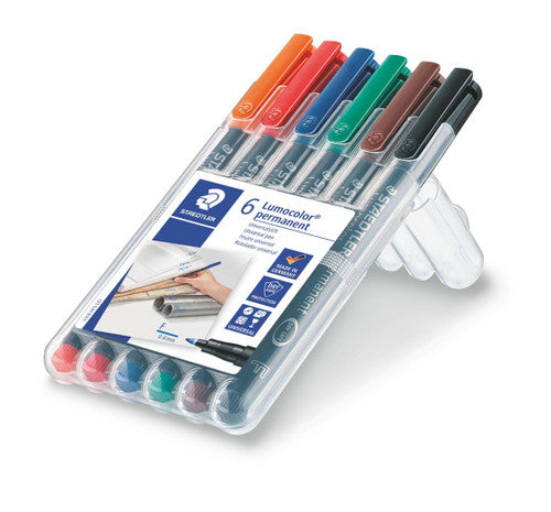 Staedtler Lumocolor Permanent Pen Fine Assorted Wallet of 6 318 WP6