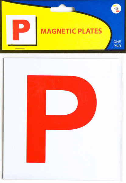Magnetic P Plates – Red on White Background