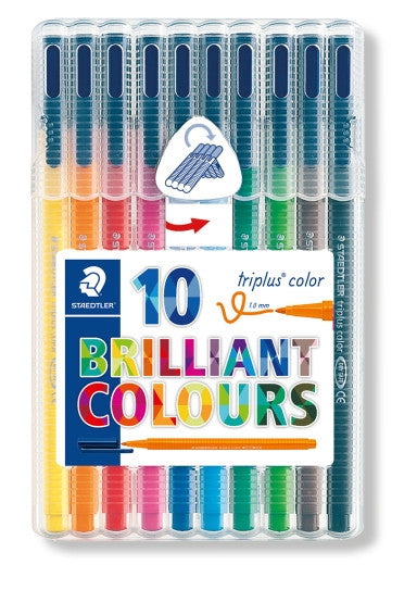 Staedtler Triplus Colour Fibre-Tip Pen Wallet of 10 Assorted Colours 323 SB10