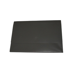 Colby 328F Polywally foolscap wallet in black, shown closed with the flap and hook and loop closure across the front