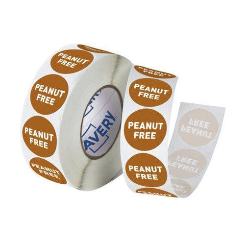 Avery Food Safety 'Peanut Free' Allergy Label 24mm 1000 Roll